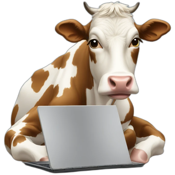 Cow looking at a laptop emoji