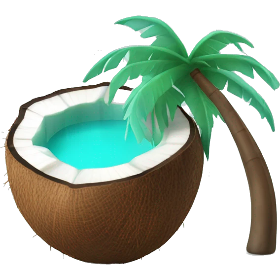 coconut with turquoise water inside emoji