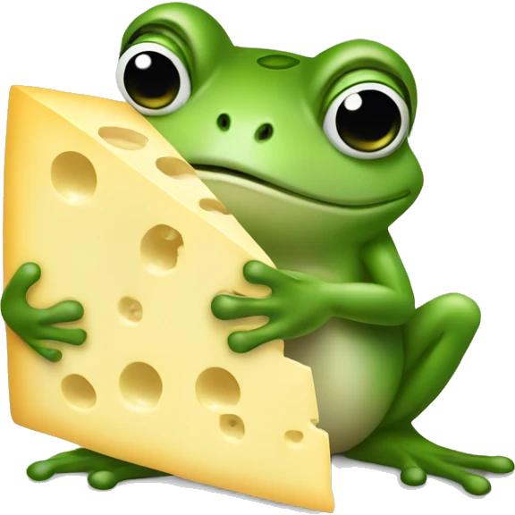 Frog holding a big block of Swiss cheese emoji