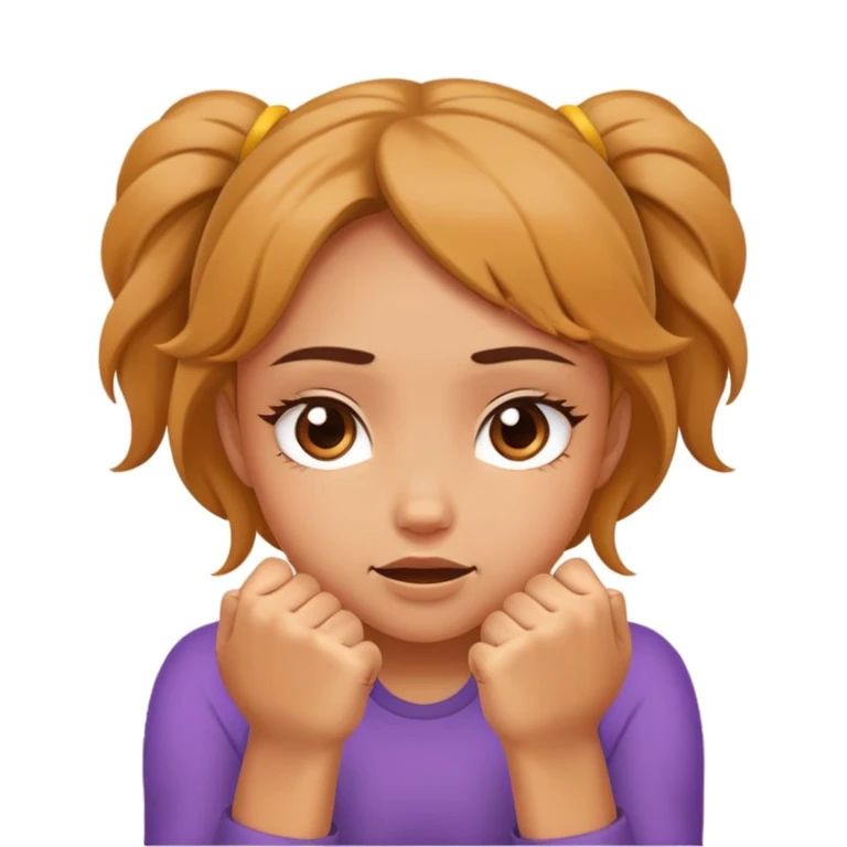 can you make a girl with her hands in fists on her checks sm emoji