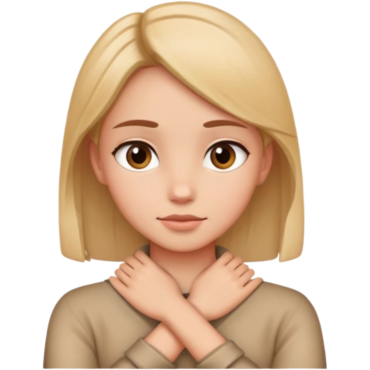 girl with her hands crossed around her neck emoji