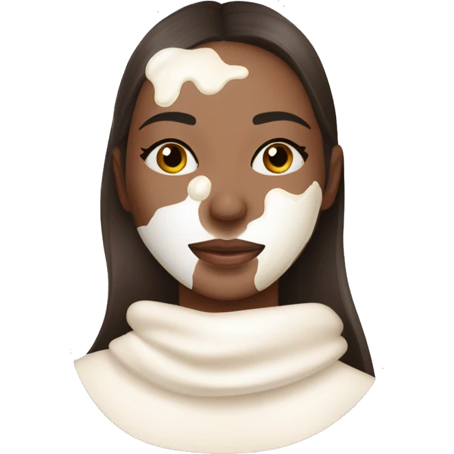 pretty brunette girl sleeping with cream coloured moisturiser face mask soft textures emoji