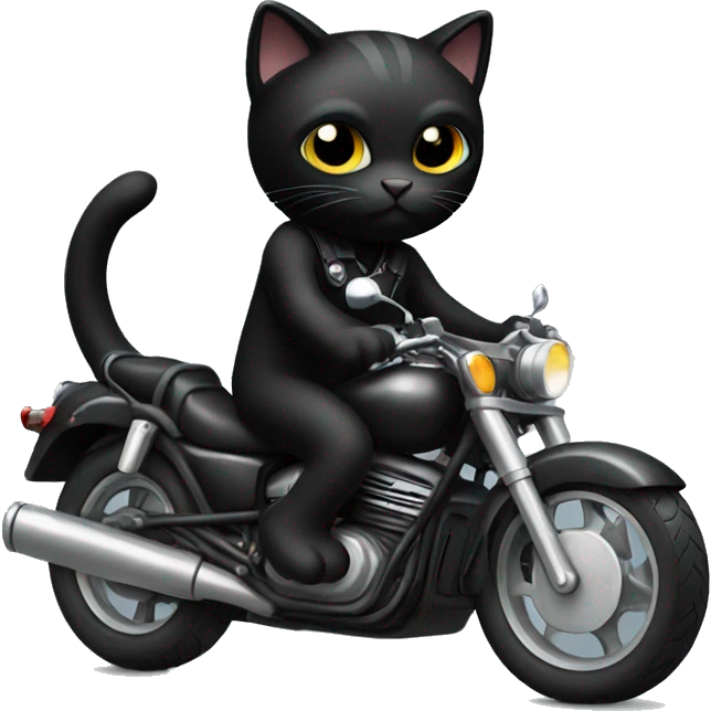 A black cat on a motorcycle  emoji