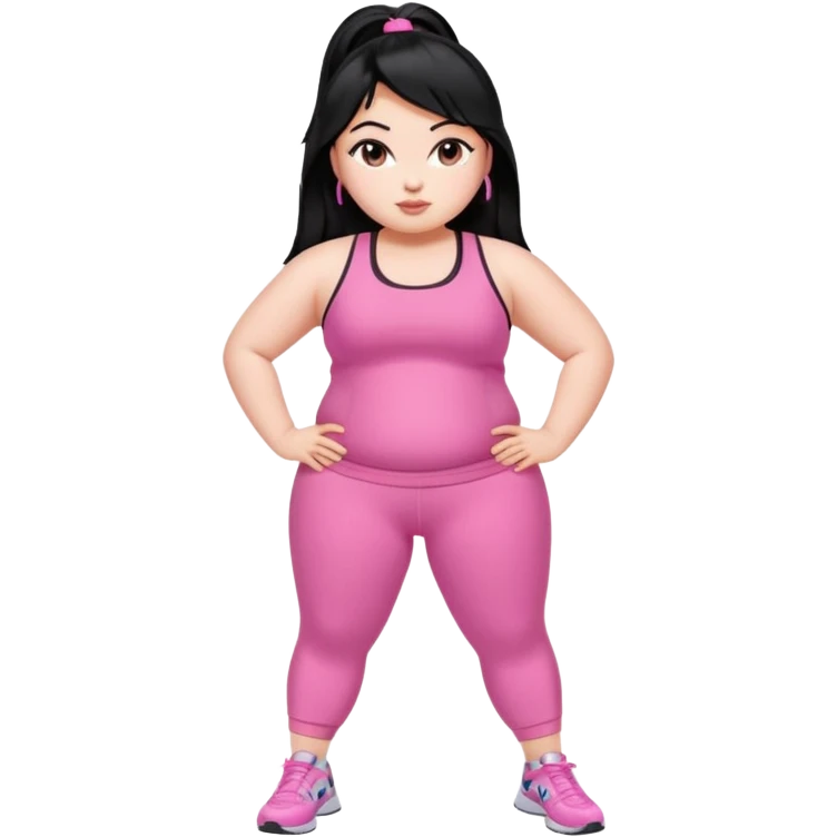 a pretty bratz fair fat girl in pink workout clothes and black hair emoji