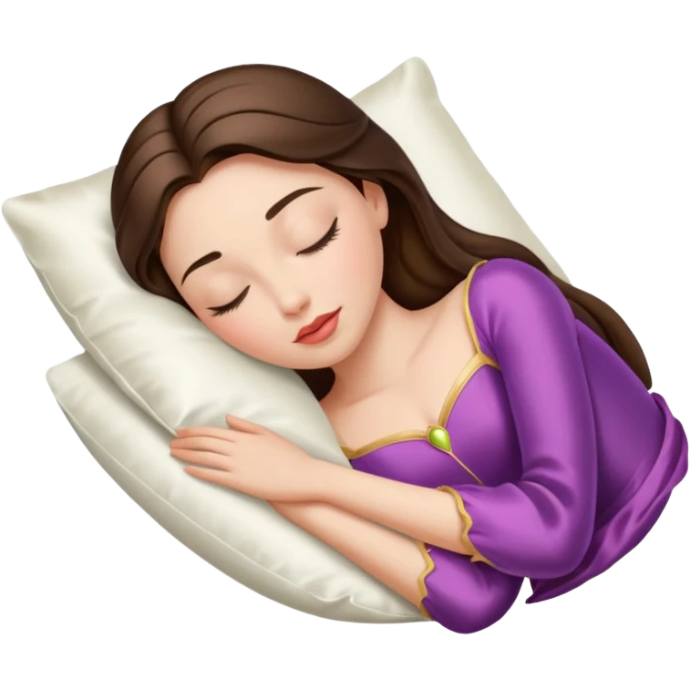 sleeping beauty brunette white girl with a silk pillow emoji