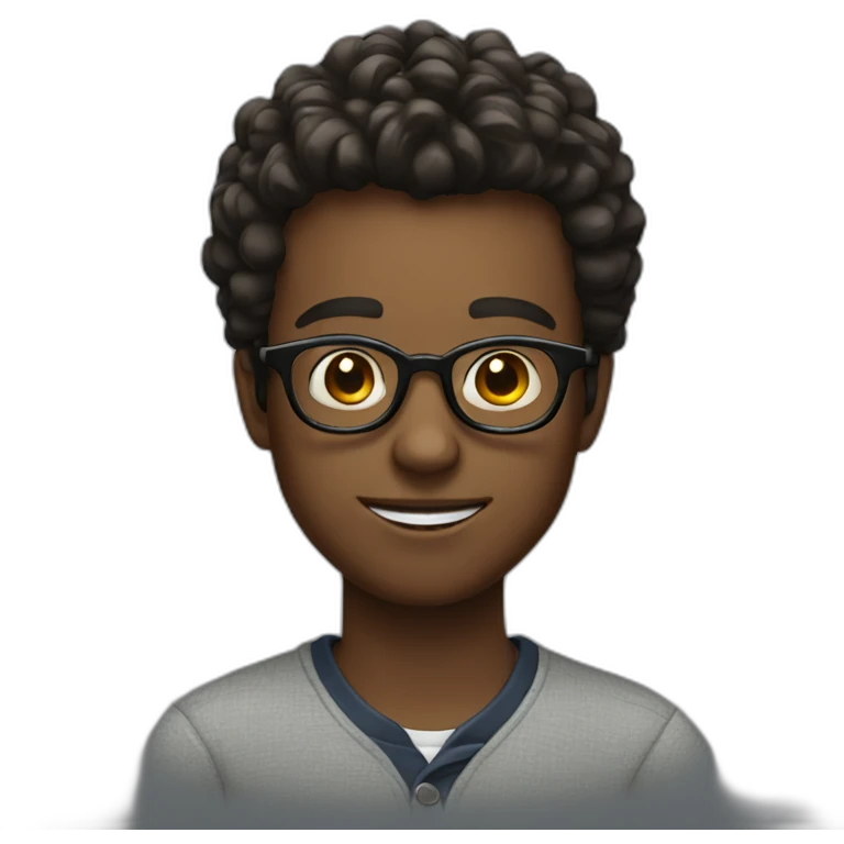 serious boy with glasses smiling  emoji