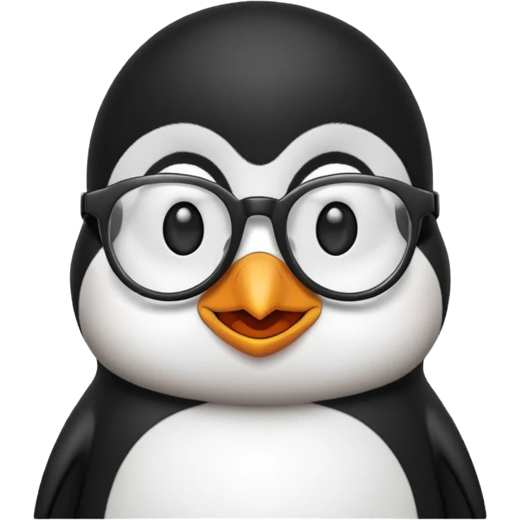 cute penguin wearing glasses emoji style emoji