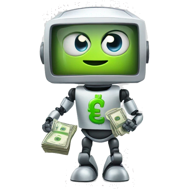 cute finance robot with money emoji