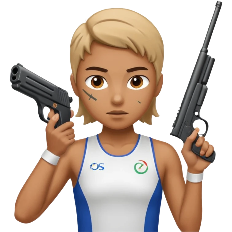 athlete with gun shooting, in olymoics emoji