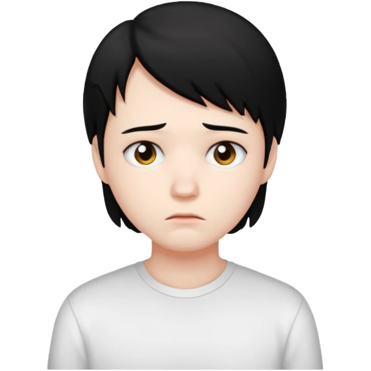 sad student black hair emoji