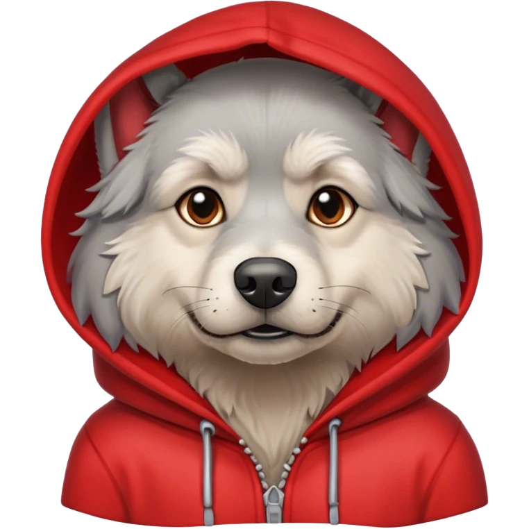 Gray dog scruffy red hood sweatshirt  emoji