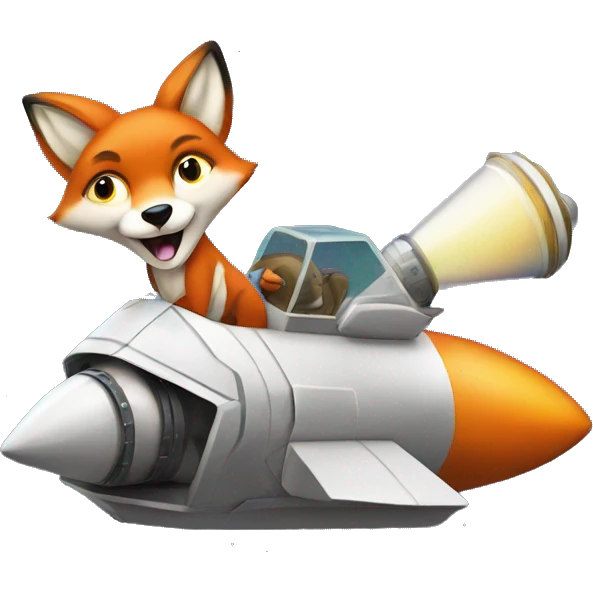 Fox driving a spaceship wearing a tank top emoji