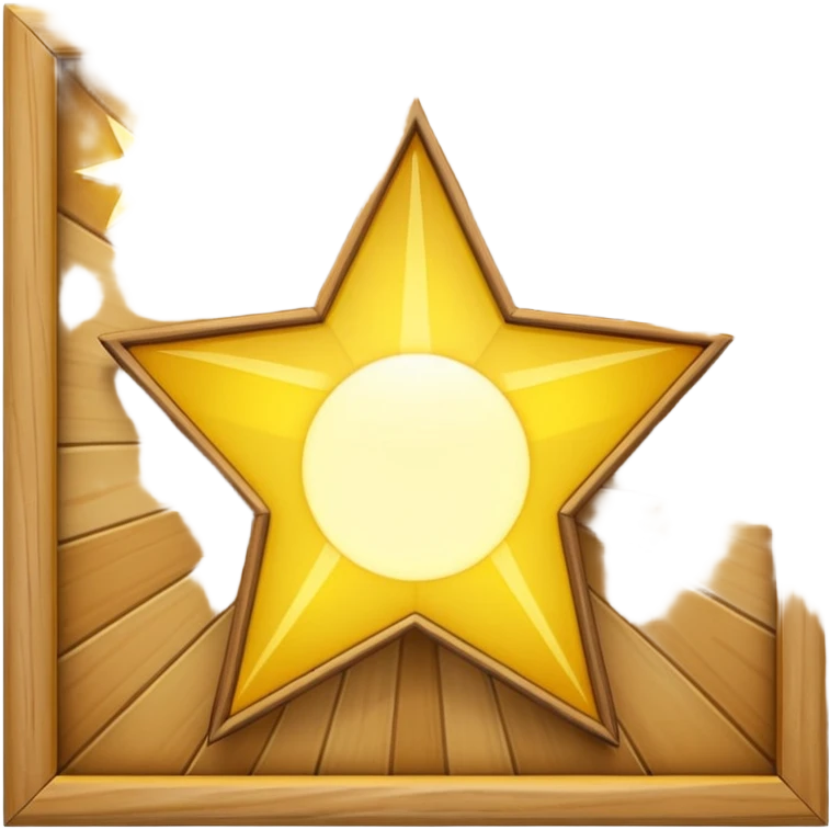 wooden picture frame of a glowing star emoji