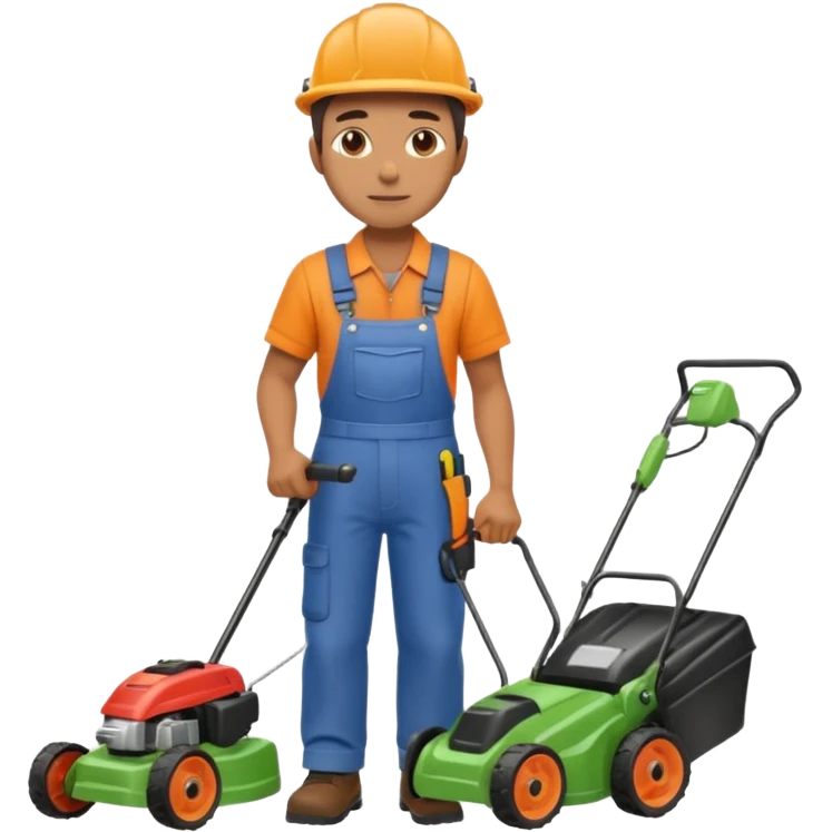 Maintenance worker
with lawnmower, full body emoji