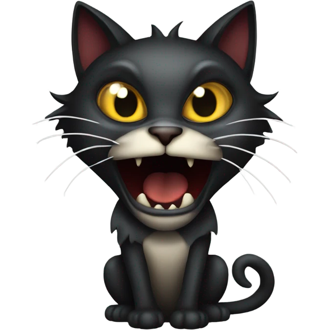 scared open mouth black medieval cat, gothic style emoji