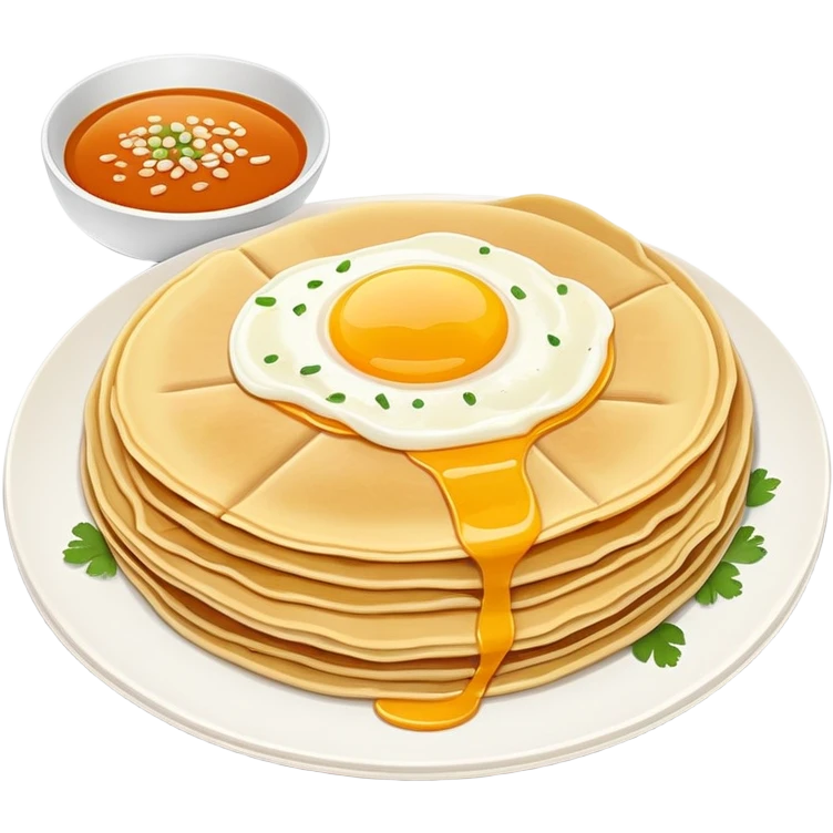 Beijing jianbing Chinese crepe with egg and sauce, simplified emoji style with bold outlines and bright colors, cartoon style folded breakfast pancake emoji