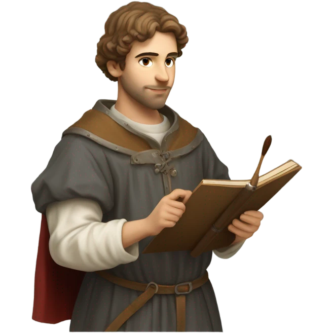 young medieval painter seen in profile emoji