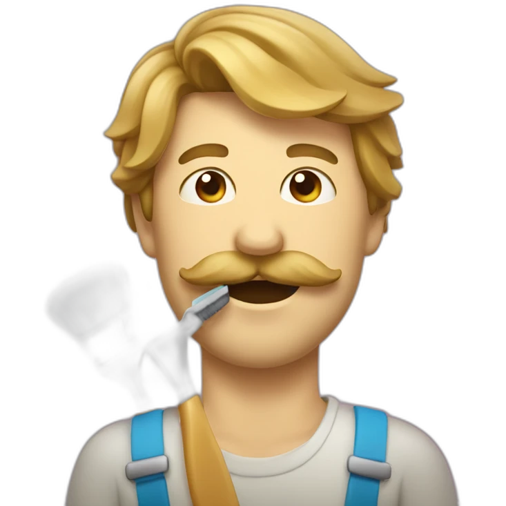Homme avec une moustache en brosse a dent emoji
