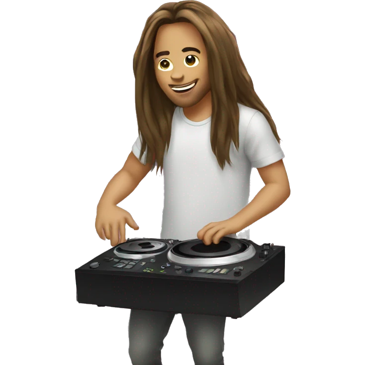 long hair boy djing emoji