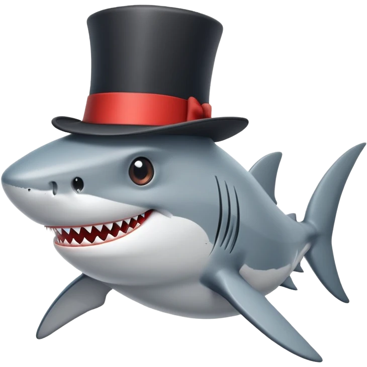 Shark with a top hat emoji