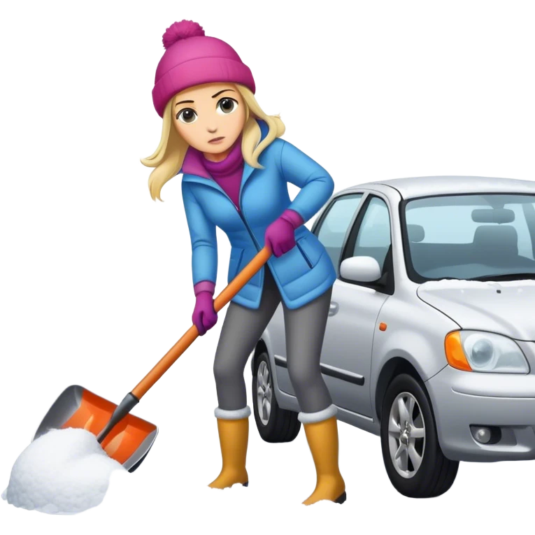 portrait of Female shovelling car out in the snow emoji