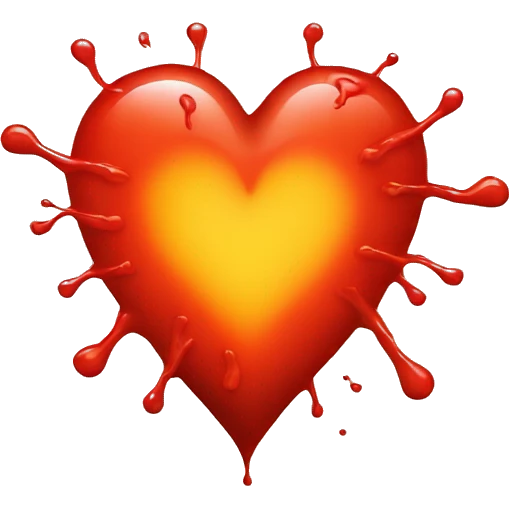bleeding red heart shape glowing red-orange emoji