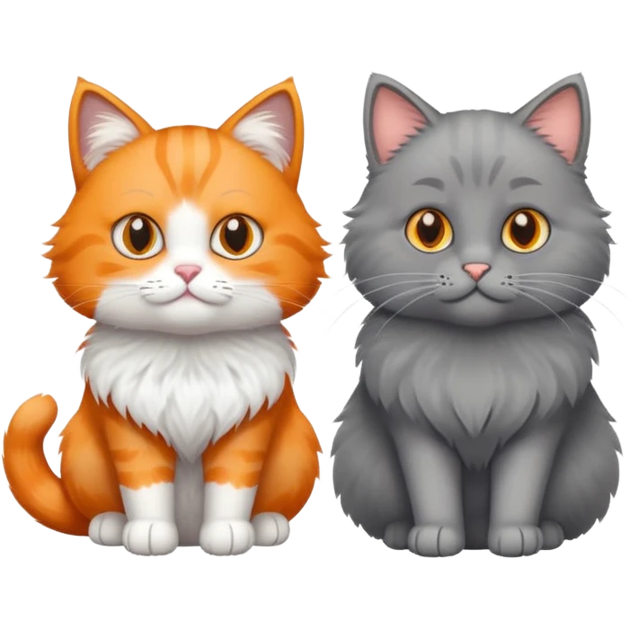 Orange cat and gray cat together emoji