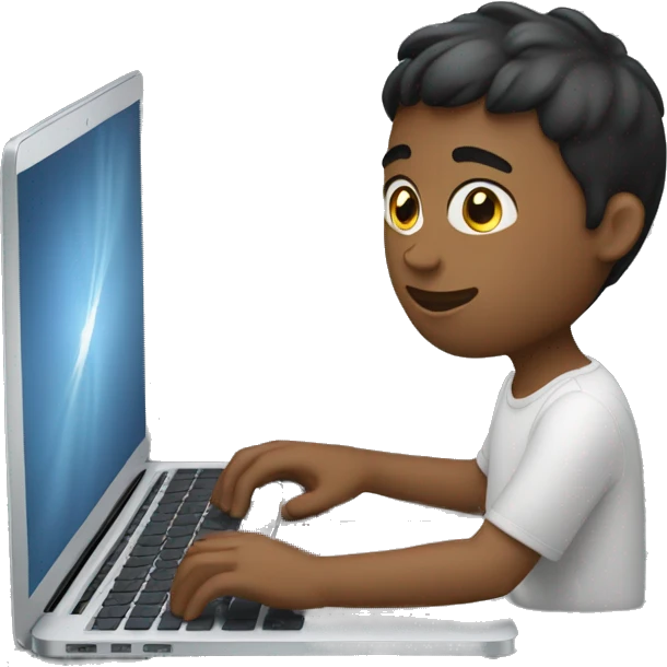 White boy using macbook pro emoji