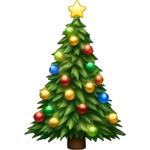 Realistic Christmas tree wrapped in lights emoji