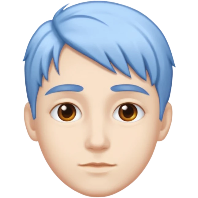 He was born with fair skin and slightly  white and blue hair. emoji