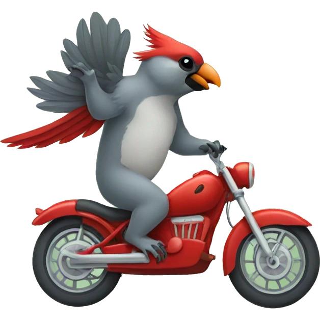 Cardinal bird riding koala bear emoji
