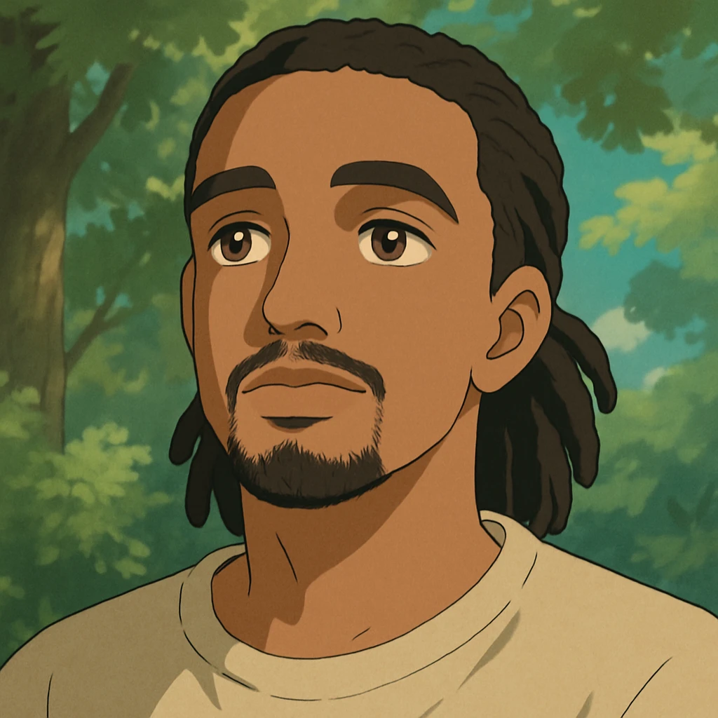 Jalen in Ghibli style, close-up portrait, dreamy eyes emoji