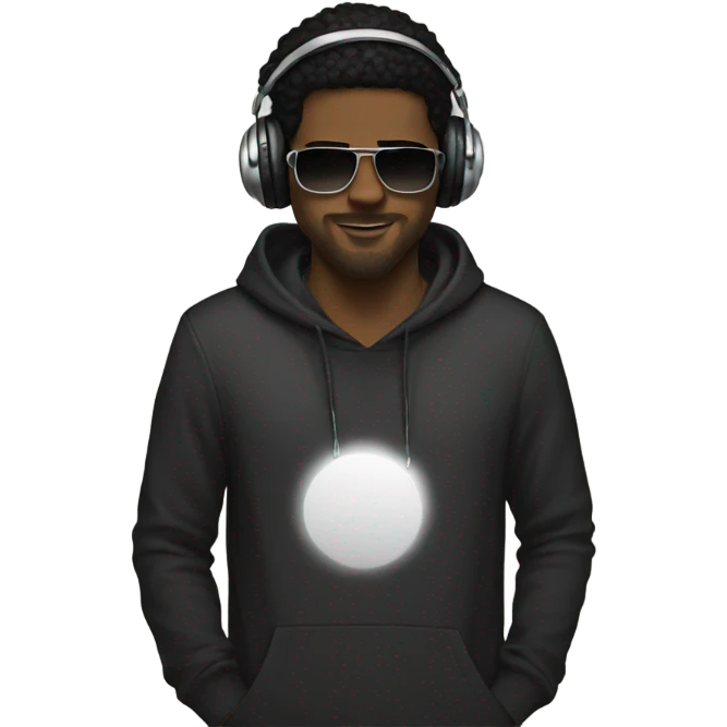 white guy black hair djing emoji