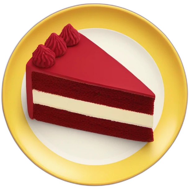 Red velvet cake on a yellow plate emoji