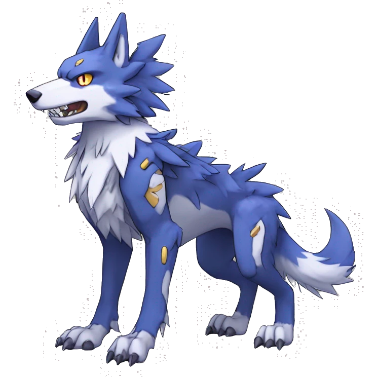  Cool Edgy Digimon-Fakemon-Garurumon-Loogamon-Dorulumon-Wolf with edgy markings full body emoji