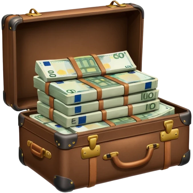 Suitcase with euro bills  emoji