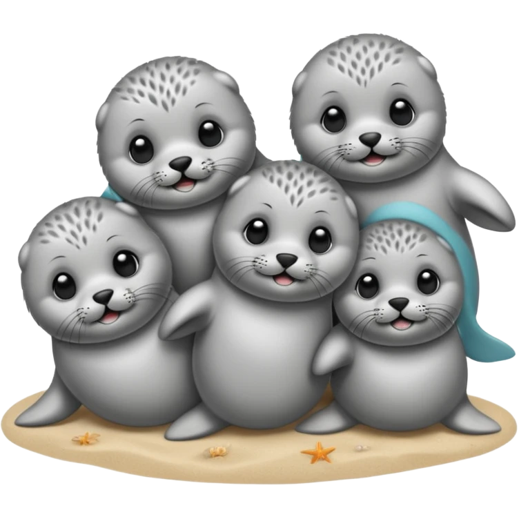 3 bébés phoques à la plage emoji
