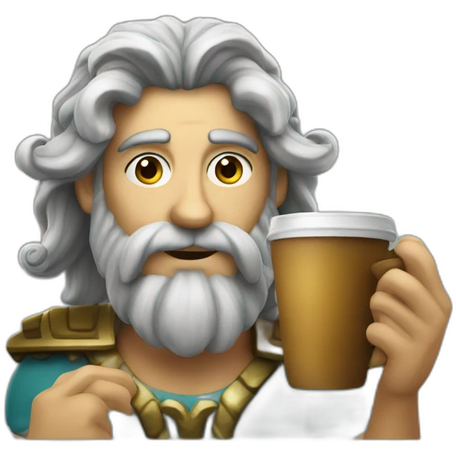 Poseidon drinks coffee emoji