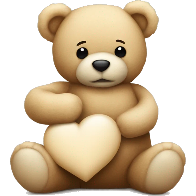 a light teddy bear hugging a darles teddy bear with a beige heart on their side emoji