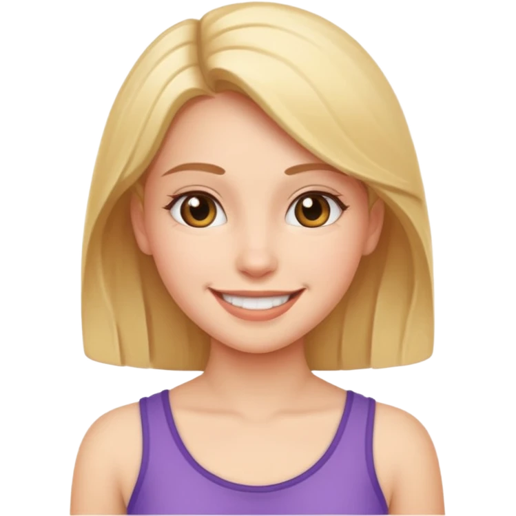 smiling girl with prominent chest emoji