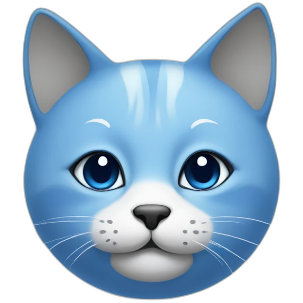 Blue simplistic sketch of a cute cat face emoji