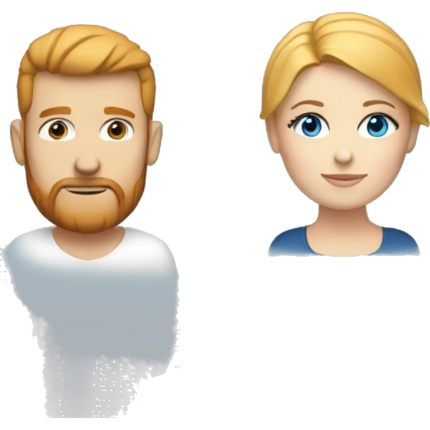 Couple white man with ginger hair and beard and a white woman with blonde hair and blue eyes  emoji