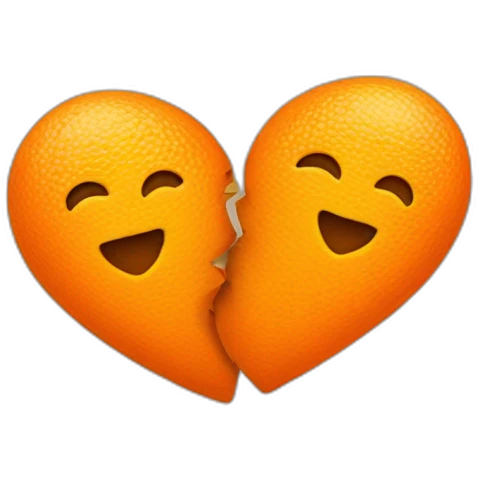 two orange hearts, one large in the center and one small above emoji