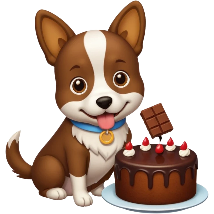 a dog eating a chocolate cake emoji
