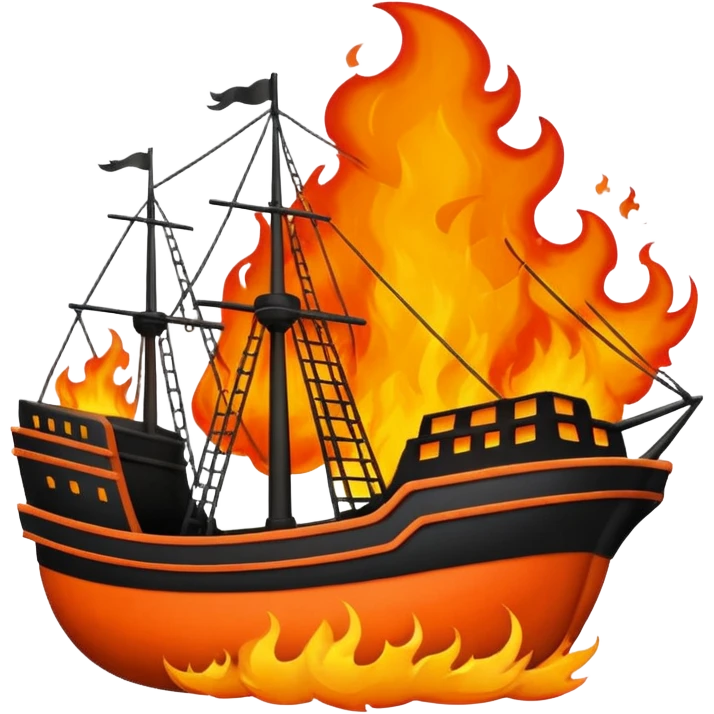un barco en llamas emoji