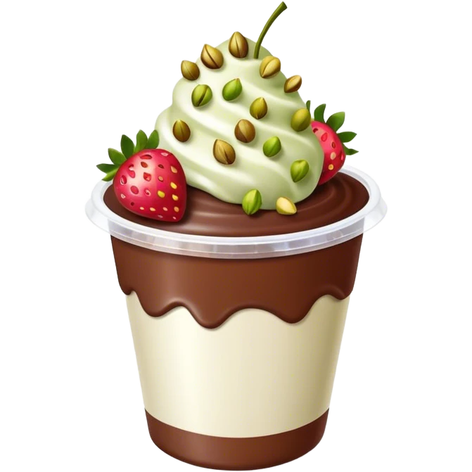 Chocolate covered Strawberries with pistachios in a plastic cup emoji
