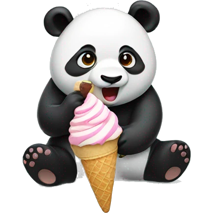 Panda eating ice cream emoji