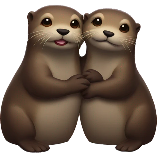2 otters holding hands looking at the sunset emoji