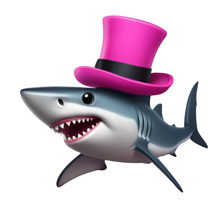 hot pinks shark with a tophat emoji