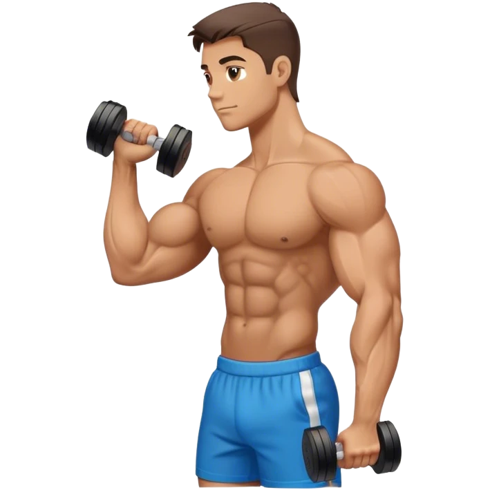 bicep side view holding a dumbbel palms-facing-away from camera emoji